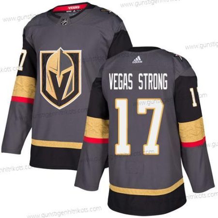 Adidas Herren Vegas Golden Knights #17 Vegas Strong Heimtrikots Authentisch Strickerei NHL Trikots – Grau