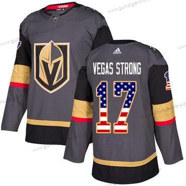 Adidas Herren Vegas Golden Knights #17 Vegas Strong Heimtrikots Authentisch USA Flag Strickerei NHL Trikots – Grau