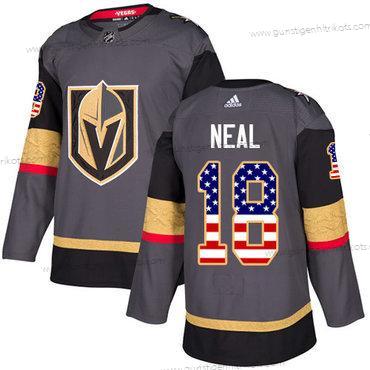 Adidas Herren Vegas Golden Knights #18 James Neal Heimtrikots Authentisch USA Flag Strickerei NHL Trikots – Grau