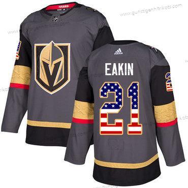 Adidas Herren Vegas Golden Knights #21 Cody Eakin Heimtrikots Authentisch USA Flag Strickerei NHL Trikots – Grau