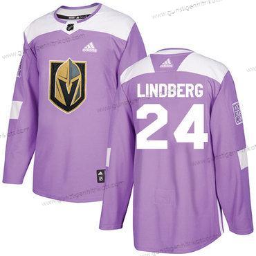 Adidas Herren Vegas Golden Knights #24 Oscar Lindberg Authentisch Bekämpft Krebs Strickerei NHL Trikots – Lila