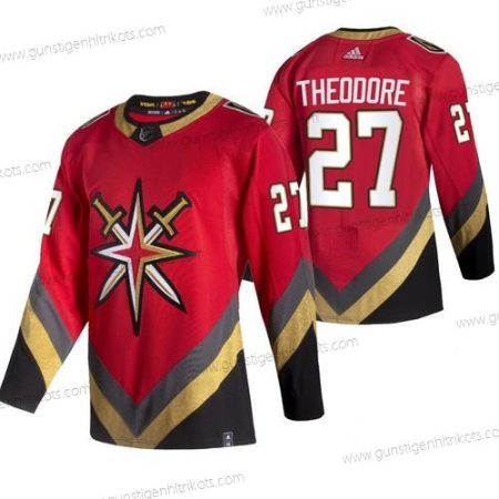 Adidas Herren Vegas Golden Knights #27 Shea Theodore 2020-21 Rückseite Retro ersatzweise NHL Trikots – Rot