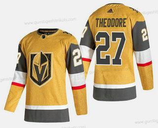 Adidas Herren Vegas Golden Knights #27 Shea Theodore 2020-21 ersatzweise Strickerei Trikots – Gold