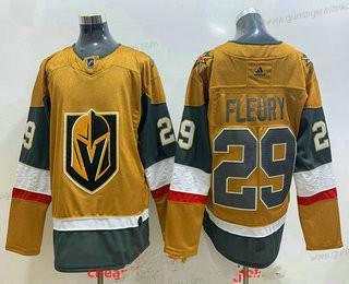 Adidas Herren Vegas Golden Knights #29 Marc-Andre Fleury 2020-21 ersatzweise Strickerei Trikots – Gold