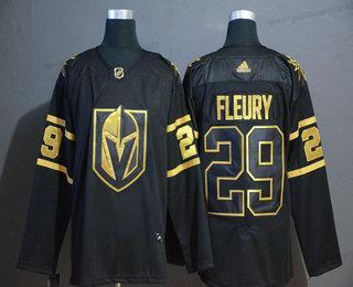 Adidas Herren Vegas Golden Knights #29 Marc-Andre Fleury Golden Strickerei NHL Trikots – Schwarz