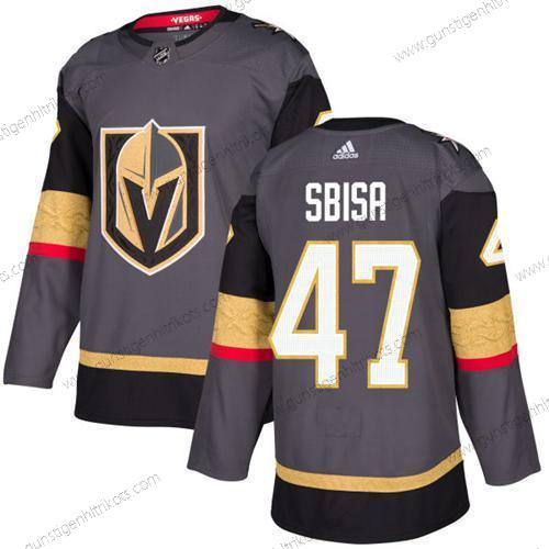 Adidas Herren Vegas Golden Knights #47 Luca Sbisa Heimtrikots Authentisch Strickerei NHL Trikots – Grau