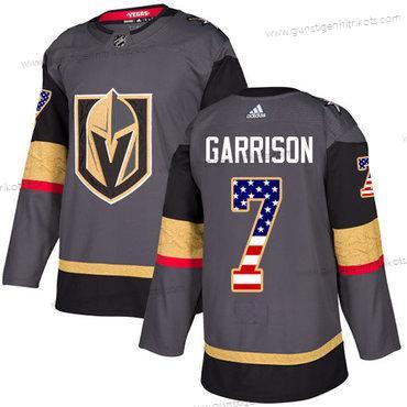 Adidas Herren Vegas Golden Knights #7 Jason Garrison Heimtrikots Authentisch USA Flag Strickerei NHL Trikots – Grau