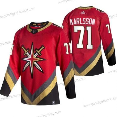 Adidas Herren Vegas Golden Knights #71 William Karlsson 2020-21 Rückseite Retro ersatzweise NHL Trikots – Rot