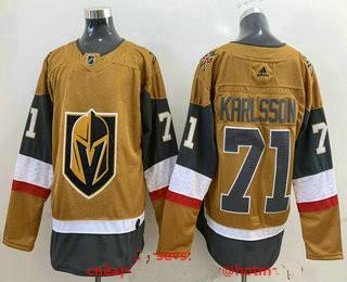 Adidas Herren Vegas Golden Knights #71 William Karlsson 2020-21 ersatzweise Strickerei Trikots – Gold