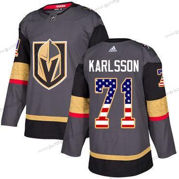 Adidas Herren Vegas Golden Knights #71 William Karlsson Heimtrikots Authentisch USA Flag Strickerei NHL Trikots – Grau