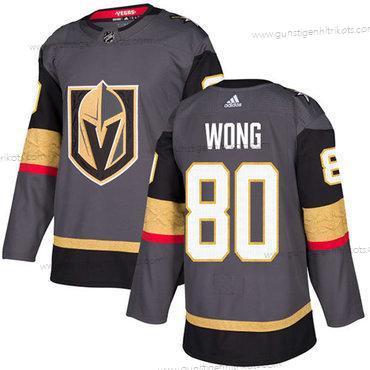 Adidas Herren Vegas Golden Knights #80 Tyler Wong Heimtrikots Authentisch Strickerei NHL Trikots – Grau