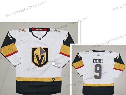 Adidas Herren Vegas Golden Knights #9 Jack Eichel Auswärtstrikots Authentisch Strickerei NHL Trikots – Weiß