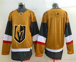 Adidas Herren Vegas Golden Knights Leer 2020-21 ersatzweise Strickerei Trikots – Gold