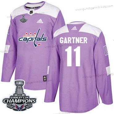 Adidas Herren Washington Capitals #11 Mike Gartner Authentisch Bekämpft Krebs Stanley Cup Final Champions Strickerei NHL Trikots – Lila