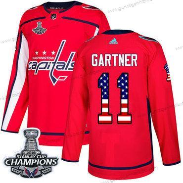 Adidas Herren Washington Capitals #11 Mike Gartner Heimtrikots Authentisch USA Flag Stanley Cup Final Champions Strickerei NHL Trikots – Rot