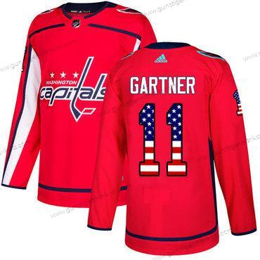 Adidas Herren Washington Capitals #11 Mike Gartner Heimtrikots Authentisch USA Flag Strickerei NHL Trikots – Rot