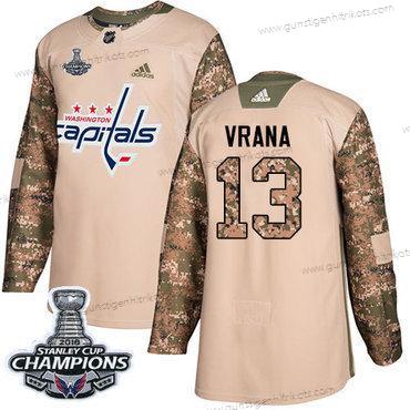 Adidas Herren Washington Capitals #13 Jakub Vrana Authentisch 2017 Veterans Day Stanley Cup Final Champions Strickerei NHL Trikots – Tarnfarbe