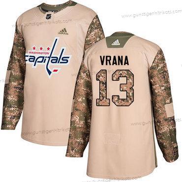 Adidas Herren Washington Capitals #13 Jakub Vrana Authentisch 2017 Veterans Day Strickerei NHL Trikots – Tarnfarbe