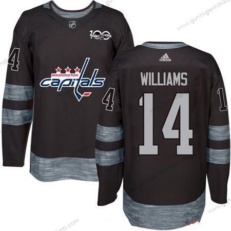 Adidas Herren Washington Capitals #14 Justin Williams 100th Jahrestag Strickerei NHL 2017 Hockey Trikots – Schwarz