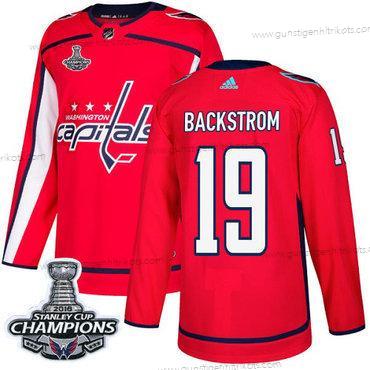 Adidas Herren Washington Capitals #19 Nicklas Backstrom Heimtrikots Authentisch Stanley Cup Final Champions Strickerei NHL Trikots – Rot