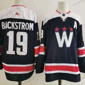 Adidas Herren Washington Capitals #19 Nicklas Backstrom New Strickerei NHL Trikots – Marineblau Blau