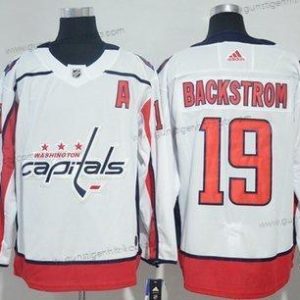 Adidas Herren Washington Capitals #19 Nicklas Backstrom Road Authentisch Strickerei NHL Trikots – Weiß