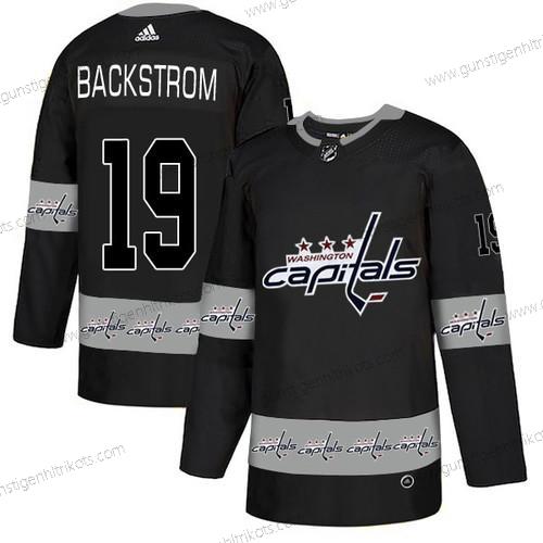 Adidas Herren Washington Capitals #19 Nicklas Backstrom Team Logos Trikots – Schwarz