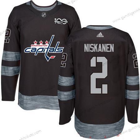 Adidas Herren Washington Capitals #2 Matt Niskanen 100th Jahrestag Strickerei NHL 2017 Hockey Trikots – Schwarz