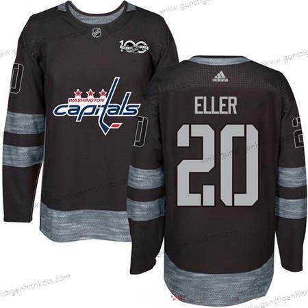 Adidas Herren Washington Capitals #20 Lars Eller 100th Jahrestag Strickerei NHL 2017 Hockey Trikots – Schwarz