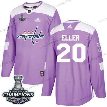 Adidas Herren Washington Capitals #20 Lars Eller Authentisch Bekämpft Krebs Stanley Cup Final Champions Strickerei NHL Trikots – Lila