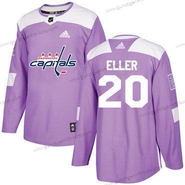 Adidas Herren Washington Capitals #20 Lars Eller Authentisch Bekämpft Krebs Strickerei NHL Trikots – Lila