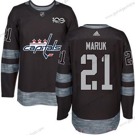 Adidas Herren Washington Capitals #21 Dennis Maruk 100th Jahrestag Strickerei NHL 2017 Hockey Trikots – Schwarz