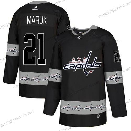 Adidas Herren Washington Capitals #21 Dennis Maruk Team Logos Trikots – Schwarz