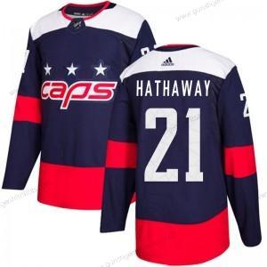 Adidas Herren Washington Capitals #21 Garnet Hathaway Authentisch 2018 Stadium Series Trikots – Marineblau Blau