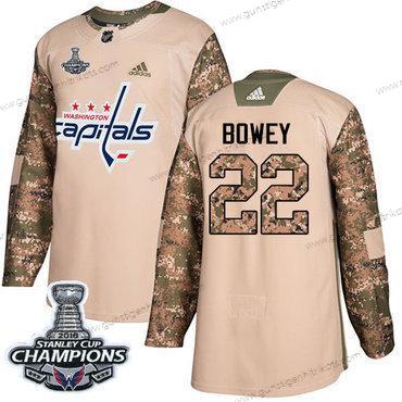 Adidas Herren Washington Capitals #22 Madison Bowey Authentisch 2017 Veterans Day Stanley Cup Final Champions Strickerei NHL Trikots – Tarnfarbe