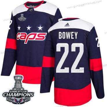 Adidas Herren Washington Capitals #22 Madison Bowey Authentisch 2018 Stadium Series Stanley Cup Final Champions Strickerei NHL Trikots – Marineblau