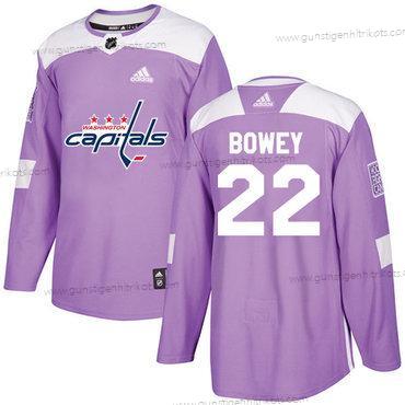 Adidas Herren Washington Capitals #22 Madison Bowey Authentisch Bekämpft Krebs Strickerei NHL Trikots – Lila