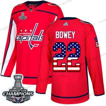 Adidas Herren Washington Capitals #22 Madison Bowey Heimtrikots Authentisch USA Flag Stanley Cup Final Champions Strickerei NHL Trikots – Rot