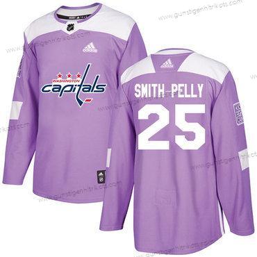 Adidas Herren Washington Capitals #25 Devante Smith-Pelly Authentisch Bekämpft Krebs Strickerei NHL Trikots – Lila