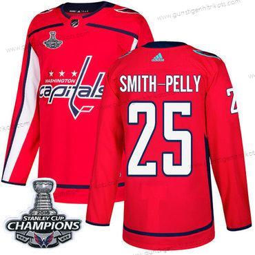 Adidas Herren Washington Capitals #25 Devante Smith-Pelly Heimtrikots Authentisch Stanley Cup Final Champions Strickerei NHL Trikots – Rot