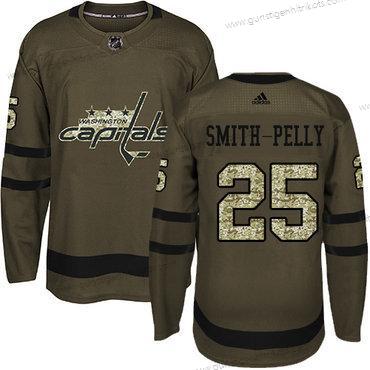 Adidas Herren Washington Capitals #25 Devante Smith-Pelly Salute to Service Strickerei NHL Trikots – Grün