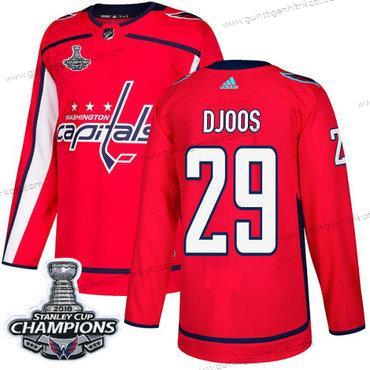 Adidas Herren Washington Capitals #29 Christian Djoos Heimtrikots Authentisch Stanley Cup Final Champions Strickerei NHL Trikots – Rot