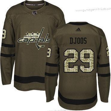 Adidas Herren Washington Capitals #29 Christian Djoos Salute to Service Strickerei NHL Trikots – Grün