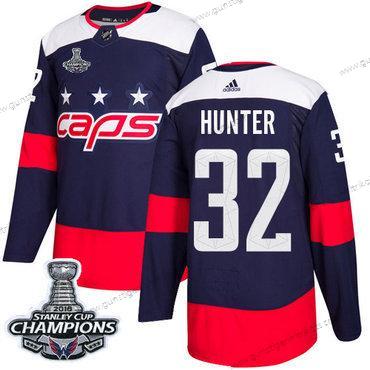 Adidas Herren Washington Capitals #32 Dale Hunter Authentisch 2018 Stadium Series Stanley Cup Final Champions Strickerei NHL Trikots – Marineblau