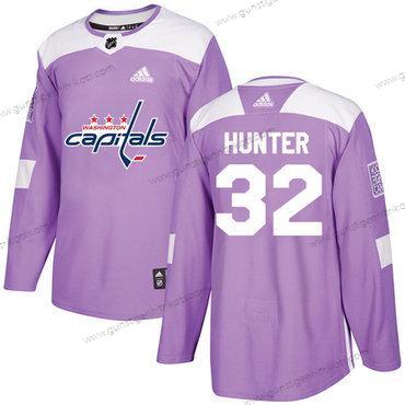 Adidas Herren Washington Capitals #32 Dale Hunter Authentisch Bekämpft Krebs Strickerei NHL Trikots – Lila