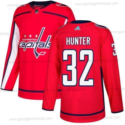 Adidas Herren Washington Capitals #32 Dale Hunter Heimtrikots Authentisch Strickerei NHL Trikots – Rot