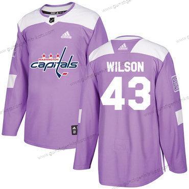 Adidas Herren Washington Capitals #43 Tom Wilson Authentisch Bekämpft Krebs Strickerei NHL Trikots – Lila