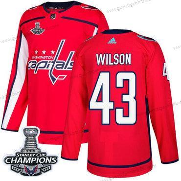 Adidas Herren Washington Capitals #43 Tom Wilson Heimtrikots Authentisch Stanley Cup Final Champions Strickerei NHL Trikots – Rot