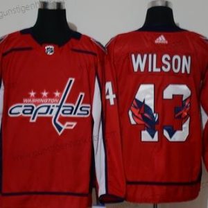 Adidas Herren Washington Capitals #43 Tom Wilson With Team Logo Strickerei NHL Trikots – Rot