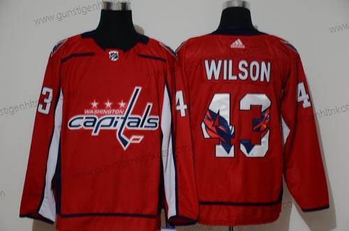 Adidas Herren Washington Capitals #43 Tom Wilson With Team Logo Strickerei NHL Trikots – Rot